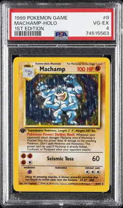 1999 POKEMON BASE SET 1ST EDITION #8 MACHAMP-HOLO PSA 4 - Image 1