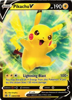 Pokemon TCG Pikachu V Sword & Shield SWSH198 Holo Promo Promo NM - Image 1