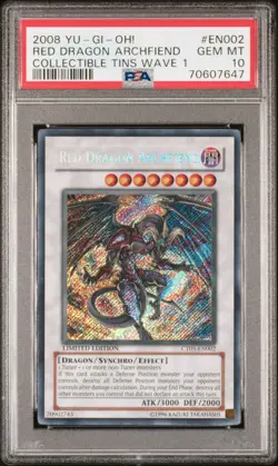 2008 YU-GI-OH! COLLECTIBLE TINS WAVE 1 #EN002 RED DRAGON ARCHFIEND PSA 10 - Image 1