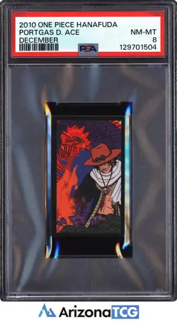 One Piece 2010 Portgas D. Ace December One Piece Hanafuda PSA 8 - Image 1