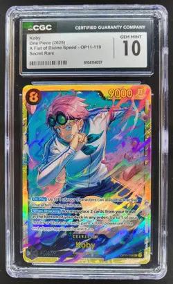 2025 One Piece A Fist of Divine Speed Koby #OP11-119 CGC 10 Secret Rare TL3 - Image 1