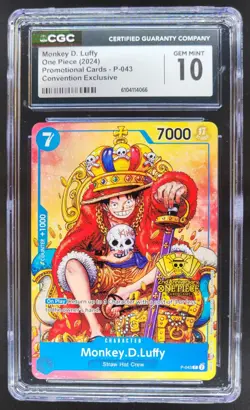 2024 One Piece CCG Monkey D. Luffy Promo Convention Exclusive P-043 CGC 10 TL3 - Image 1