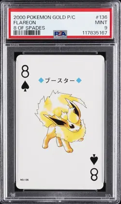 2000 POKEMON GOLD VERSION PLAYING CARDS 8 OF SPADES #136 FLAREON PSA 9 - Image 1