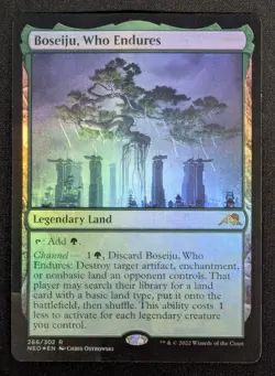 MTG FOIL Boseiju, Who Endures- DAMAGED -Kamigawa: Neon Dynasty Magic Card # 266 - Image 1