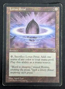 MTG Lotus Petal- DAMAGED -Tempest Magic the Gathering Card # 294 - Image 1