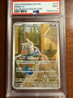 PSA 9 Mimikyu 075 SV: Pokemon Center Stamped Black Star Promo Pokemon Card - Image 1