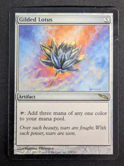 MTG FOIL Gilded Lotus- DAMAGED -Mirrodin Magic the Gathering Card # 175 - Image 1