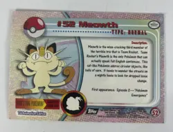 Pokemon 52 Meowth Topps Trading Card Regular Pokemon Trading Card TCG - Image 2