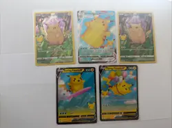 2021 Pokemon Celebrations Pikachu Full Art #05/025 -5 Card Lot - Flying, Surfing - Image 1
