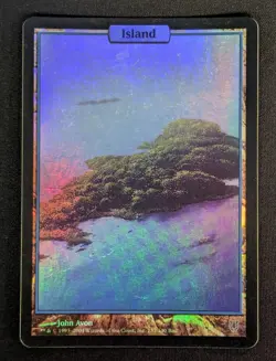 MTG FOIL Island- DAMAGED -Unhinged Magic the Gathering Card # 137 - Image 1