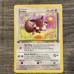 1st Edition Eevee 51/64 Jungle Set Rare Vintage 1999 Pokemon Card - Image 1