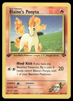 Pokemon Cards Blaine's Ponyta 64/132 1ST EDITION Gym Challenge Common NM - Image 1