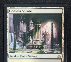 MTG Godless Shrine- DAMAGED -Guildpact Magic the Gathering Card # 157 - Image 3