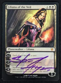 MTG Liliana of the Veil- Signed -Innistrad Magic the Gathering Card # 105 - Image 1