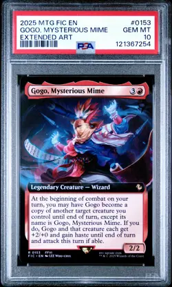 2025 MTG FINAL FANTASY COMMANDER EXTENDED ART #0153 GOGO, MYSTERIOUS MIME PSA 10 - Image 1
