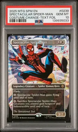 2025 MTG MARVEL'S SPIDER-MAN BORDERLESS-TEXTURED SPECTACULAR SPIDER-MAN PSA 10 - Image 1