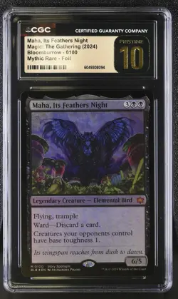 MAHA, ITS FEATHERS NIGHT Bloomburrow Foil Mythic CGC Pristine 10 MTG EDH [NOS] - Image 1