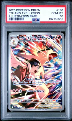 2025 POKEMON DRI EN-DESTINED RIVALS ILLUSTRATION RARE ETHAN'S TYPHLOSION PSA 10 - Image 1