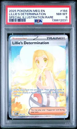 2025 POKEMON MEG SPECIAL ILLUSTRATION RARE #184 LILLIE'S DETERMINATION PSA 8 - Image 1