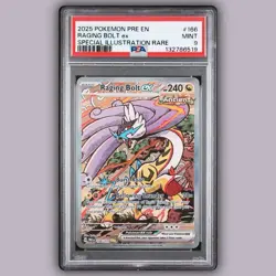 2025 POKEMON PRISMATIC EVOLUTIONS SPECIAL ILLUSTRATION RARE RAGING BOLT EX PSA 9 - Image 1