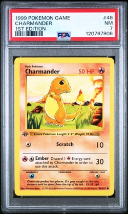 Pokemon TCG 1st Edition Shadowless Charmander 46/102 Near Mint PSA 7 - Image 1