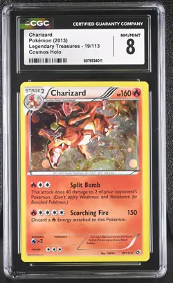 2013 POKEMON LEGENDARY TREASURES CHARIZARD #19 COSMOS CGC 8 NM #6076934011 - Image 1