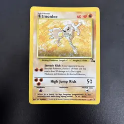 Pokemon TCG Hitmonlee Fossil Set (1999) 7/62 Unlimited Holo Rare MP - Image 1