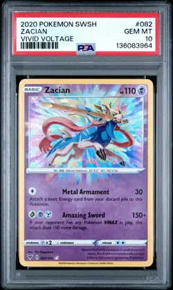 2020 POKEMON SWORD & SHIELD VIVID VOLTAGE #082 ZACIAN PSA 10 - Image 1