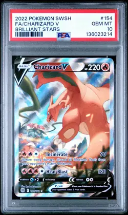 2022 POKEMON SWORD & SHIELD BRILLIANT STARS #154 FULL ART/CHARIZARD V PSA 10 - Image 1