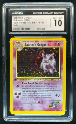 2000 Pokemon Gym Heroes 1st Edition Sabrina's Gengar Holo #14/132 CGC 10 - Image 1