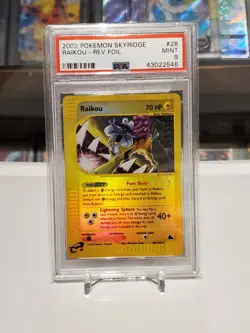 2003 Pokemon Raikou #28 - Skyridge - Reverse Holo Foil Rare - PSA 9 - Image 1