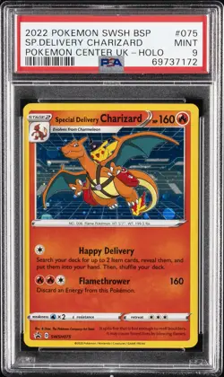 2022 POKEMON SWSH BLACK STAR PROMO #075 SPECIAL DELIVERY CHARIZARD-HOLO PSA 9 - Image 1