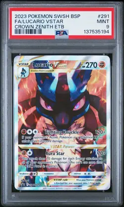 2023 POKEMON SWSH CROWN ZENITH ELITE TRAINER BOX FULL ART/LUCARIO VSTAR PSA 9 - Image 1