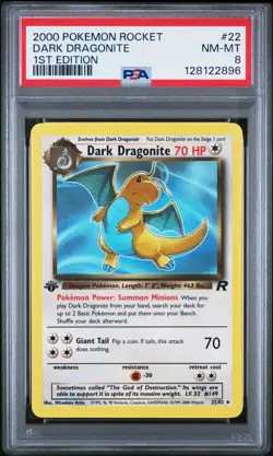 2000 POKEMON ROCKET 1ST EDITION #22 DARK DRAGONITE PSA 8 - Image 1