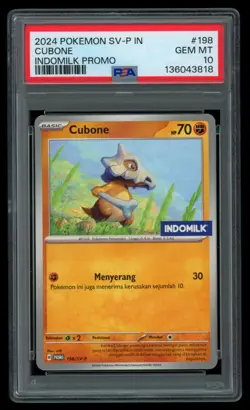 PSA 10 GEM MINT Pokemon Indonesian Cubone 198/SV-P Indomilk Promo - Image 1