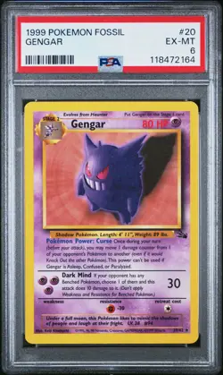 1999 POKEMON FOSSIL #20 GENGAR PSA 6 - Image 1