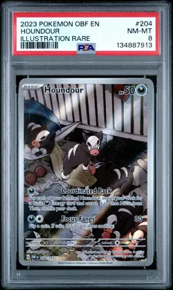 2023 POKEMON OBF EN-OBSIDIAN FLAMES ILLUSTRATION RARE #204 HOUNDOUR PSA 8 - Image 1