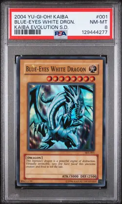 2004 YU-GI-OH! KAIBA EVOLUTION STARTER DECK #001 BLUE-EYES WHITE DRAGON PSA 8 - Image 1