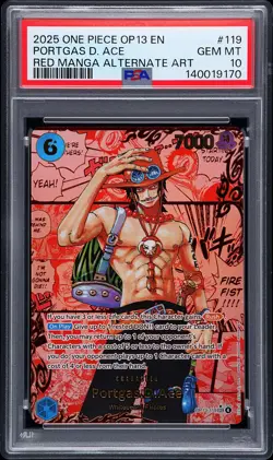 2025 ONE PIECE RED MANGA ALTERNATE ART OP13-119 PORTGAS D. ACE PSA 10 - Image 1