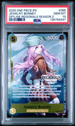 2025 ONE PIECE OFFLINE REGIONALS PACK 2025 SEASON 2 #085 JEWELRY BONNEY PSA 10 - Image 1