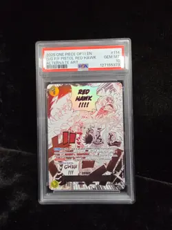 2025 One Piece Gum-Gum Fire-Fist Pistol Red Hawk (Alternate Art) OP11-114 PSA 10 - Image 1
