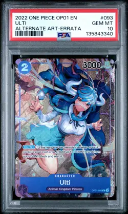 2022 ONE PIECE OP01-ROMANCE DAWN ALTERNATE ART-ERRATA #093 ULTI PSA 10 - Image 1