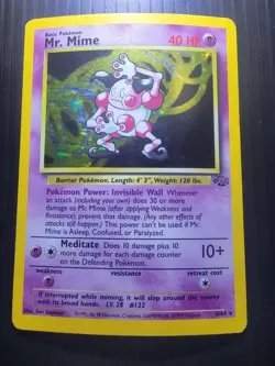 1999 Pokemon TCG Jungle Mr. Mime Holo Rare Card 6/64 Vintage Collectible - Image 1