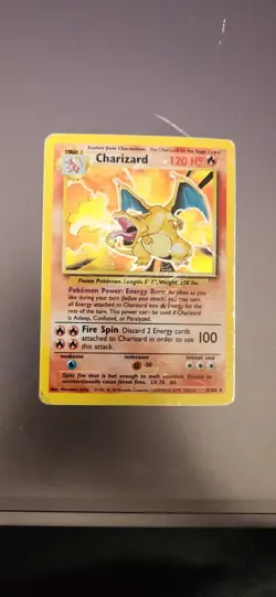 Pokemon TCG Charizard Base Set Unlimited Holo Rare Card 4/102 HP/DMG - Image 1