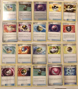 Lot Of 20 Various Poke Ball Pokemon Cards great nest quick heavy feather level - Image 1