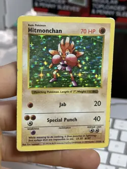 #2 Hitmonchan 7/102 Base Set 1999 Shadowless Holo Rare WOTC Pokemon Card TCG - Image 3