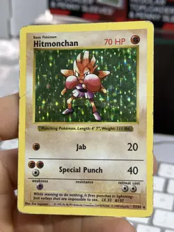 #2 Hitmonchan 7/102 Base Set 1999 Shadowless Holo Rare WOTC Pokemon Card TCG - Image 4