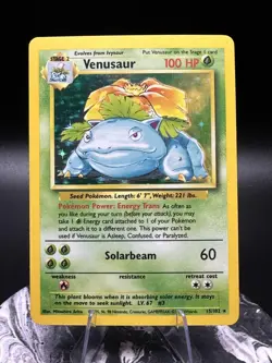 Pokemon TCG Venusaur Base Set Holo Unlimited Rare Card 15/102 LP - Image 1