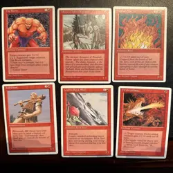 6 Card Red Alternate 4th Edition Lot - MTG - Wall of Fire, Brute, Hill Giant NM - Image 1