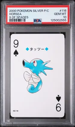 2000 POKEMON SILVER VERSION PLAYING CARDS 9 OF SPADES #116 HORSEA PSA 10 - Image 1